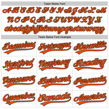 Load image into Gallery viewer, Custom White Orange-Black Raglan Sleeves Stripes Two-Button Unisex Softball Jersey
