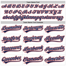 Load image into Gallery viewer, Custom White Navy-Red Raglan Sleeves Stripes Two-Button Unisex Softball Jersey
