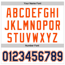 Load image into Gallery viewer, Custom White Navy-Orange Raglan Sleeves Stripes Two-Button Unisex Softball Jersey
