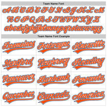 Load image into Gallery viewer, Custom White Orange-Navy Raglan Sleeves Stripes Two-Button Unisex Softball Jersey
