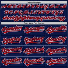 Charger l'image dans la galerie, Custom Navy Red-White Raglan Sleeves Stripes Two-Button Unisex Softball Jersey
