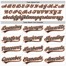 Load image into Gallery viewer, Custom White Black-Orange Raglan Sleeves Stripes Two-Button Unisex Softball Jersey
