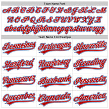 Charger l'image dans la galerie, Custom White Red-Royal Raglan Sleeves Stripes Two-Button Unisex Softball Jersey
