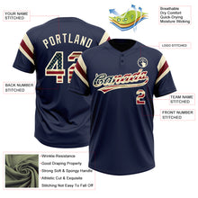 Laden Sie das Bild in den Galerie-Viewer, Custom Navy Vintage USA Flag Cream-Crimson Raglan Sleeves Stripes Two-Button Unisex Softball Jersey
