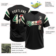 Laden Sie das Bild in den Galerie-Viewer, Custom Black Vintage Mexican Flag Cream-Kelly Green Raglan Sleeves Stripes Two-Button Unisex Softball Jersey
