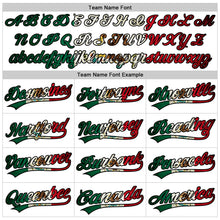 Laden Sie das Bild in den Galerie-Viewer, Custom White Vintage Mexican Flag Kelly Green Black-Red Raglan Sleeves Stripes Two-Button Unisex Softball Jersey
