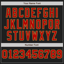 Load image into Gallery viewer, Custom Black Red-Old Gold Pinstripe Authentic Split Fashion Baseball Jersey
