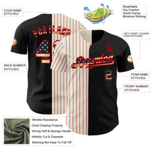 Load image into Gallery viewer, Custom Black Vintage USA Flag Cream-Red Pinstripe Authentic Split Fashion Baseball Jersey
