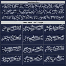 Load image into Gallery viewer, Custom Navy White-Gray Pinstripe Authentic Split Fashion Baseball Jersey
