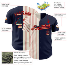 Laden Sie das Bild in den Galerie-Viewer, Custom Navy Vintage USA Flag Cream-Red Pinstripe Authentic Split Fashion Baseball Jersey
