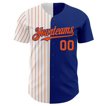 Custom Royal White-Orange Pinstripe Authentic Split Fashion Baseball Jersey