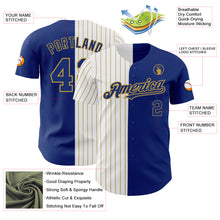 Загрузить изображение в средство просмотра галереи, Custom Royal White-Old Gold Pinstripe Authentic Split Fashion Baseball Jersey
