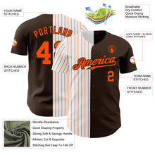 Laden Sie das Bild in den Galerie-Viewer, Custom Brown White-Orange Pinstripe Authentic Split Fashion Baseball Jersey
