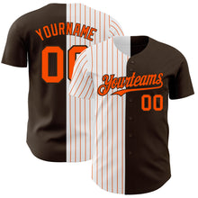 Laden Sie das Bild in den Galerie-Viewer, Custom Brown White-Orange Pinstripe Authentic Split Fashion Baseball Jersey
