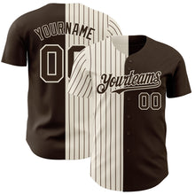 Laden Sie das Bild in den Galerie-Viewer, Custom Brown Cream-Brown Pinstripe Authentic Split Fashion Baseball Jersey
