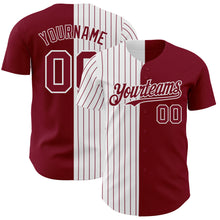 Laden Sie das Bild in den Galerie-Viewer, Custom Crimson White-Crimson Pinstripe Authentic Split Fashion Baseball Jersey
