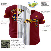 Load image into Gallery viewer, Custom Crimson Gold-Navy Pinstripe Authentic Split Fashion Baseball Jersey
