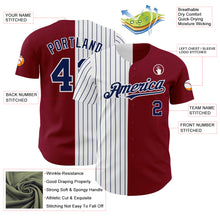 Load image into Gallery viewer, Custom Crimson White-Navy Pinstripe Authentic Split Fashion Baseball Jersey
