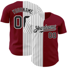 Laden Sie das Bild in den Galerie-Viewer, Custom Crimson White-Black Pinstripe Authentic Split Fashion Baseball Jersey
