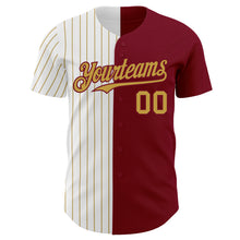 Laden Sie das Bild in den Galerie-Viewer, Custom Crimson White-Old Gold Pinstripe Authentic Split Fashion Baseball Jersey
