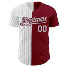 Laden Sie das Bild in den Galerie-Viewer, Custom Crimson White-Gray Pinstripe Authentic Split Fashion Baseball Jersey
