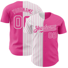 Laden Sie das Bild in den Galerie-Viewer, Custom Pink White-Pink Pinstripe Authentic Split Fashion Baseball Jersey
