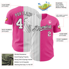 Laden Sie das Bild in den Galerie-Viewer, Custom Pink White-Black Pinstripe Authentic Split Fashion Baseball Jersey
