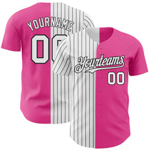 Laden Sie das Bild in den Galerie-Viewer, Custom Pink White-Black Pinstripe Authentic Split Fashion Baseball Jersey
