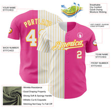 Load image into Gallery viewer, Custom Pink White-Gold Pinstripe Authentic Split Fashion Baseball Jersey
