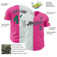 Laden Sie das Bild in den Galerie-Viewer, Custom Pink White-Kelly Green Pinstripe Authentic Split Fashion Baseball Jersey
