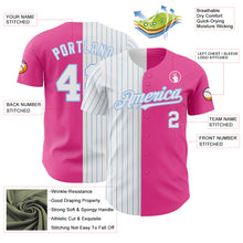 Load image into Gallery viewer, Custom Pink White-Light Blue Pinstripe Authentic Split Fashion Baseball Jersey

