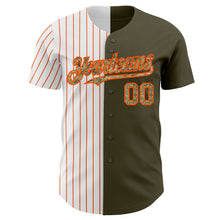 Laden Sie das Bild in den Galerie-Viewer, Custom Olive Camo-Orange Pinstripe Authentic Split Fashion Salute To Service Baseball Jersey
