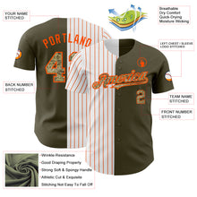 Load image into Gallery viewer, Custom Olive Camo-Orange Pinstripe Authentic Split Fashion Salute To Service Baseball Jersey
