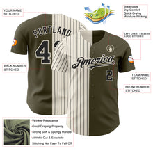 Laden Sie das Bild in den Galerie-Viewer, Custom Olive Cream-Black Pinstripe Authentic Split Fashion Salute To Service Baseball Jersey
