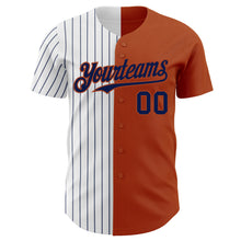 Laden Sie das Bild in den Galerie-Viewer, Custom Texas Orange White-Navy Pinstripe Authentic Split Fashion Baseball Jersey

