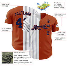 Laden Sie das Bild in den Galerie-Viewer, Custom Texas Orange White-Navy Pinstripe Authentic Split Fashion Baseball Jersey
