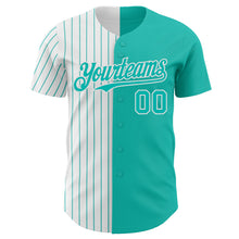 Laden Sie das Bild in den Galerie-Viewer, Custom Aqua White-Aqua Pinstripe Authentic Split Fashion Baseball Jersey
