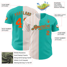Load image into Gallery viewer, Custom Aqua White-Orange Pinstripe Authentic Split Fashion Baseball Jersey
