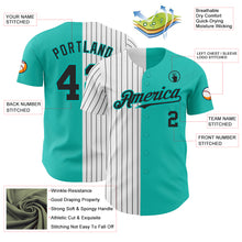 Load image into Gallery viewer, Custom Aqua White-Black Pinstripe Authentic Split Fashion Baseball Jersey

