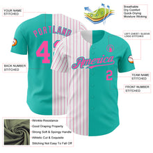 Laden Sie das Bild in den Galerie-Viewer, Custom Aqua White-Pink Pinstripe Authentic Split Fashion Baseball Jersey
