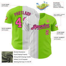 Laden Sie das Bild in den Galerie-Viewer, Custom Neon Green Pink-Black Pinstripe Authentic Split Fashion Baseball Jersey
