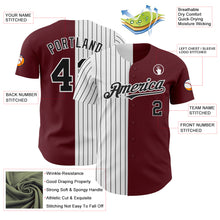Load image into Gallery viewer, Custom Burgundy White-Black Pinstripe Authentic Split Fashion Baseball Jersey
