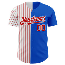 Load image into Gallery viewer, Custom Thunder Blue White-Red Pinstripe Authentic Split Fashion Baseball Jersey
