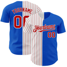 Load image into Gallery viewer, Custom Thunder Blue White-Red Pinstripe Authentic Split Fashion Baseball Jersey
