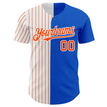 Laden Sie das Bild in den Galerie-Viewer, Custom Thunder Blue White-Orange Pinstripe Authentic Split Fashion Baseball Jersey
