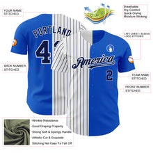 Laden Sie das Bild in den Galerie-Viewer, Custom Thunder Blue White-Navy Pinstripe Authentic Split Fashion Baseball Jersey
