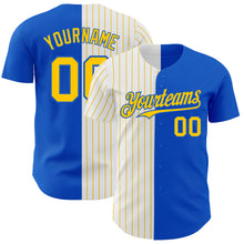 Laden Sie das Bild in den Galerie-Viewer, Custom Thunder Blue White-Yellow Pinstripe Authentic Split Fashion Baseball Jersey
