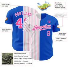 Laden Sie das Bild in den Galerie-Viewer, Custom Thunder Blue White-Pink Pinstripe Authentic Split Fashion Baseball Jersey
