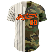 Load image into Gallery viewer, Custom Camo Orange Cream-Black Pinstripe Authentic Split Fashion Salute To Service Baseball Jersey
