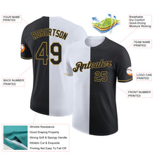 Load image into Gallery viewer, Custom Black White-Old Gold Split Fashion Performance T-Shirt

